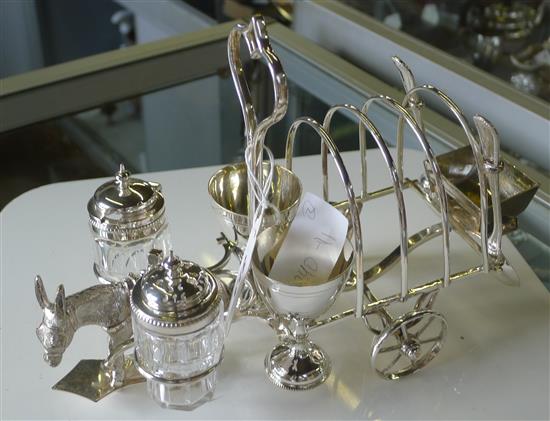 Plated cruet/toast rack and other plated ware